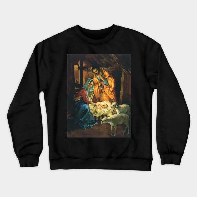 Vintage Christmas Nativity Scene Crewneck Sweatshirt by MasterpieceCafe